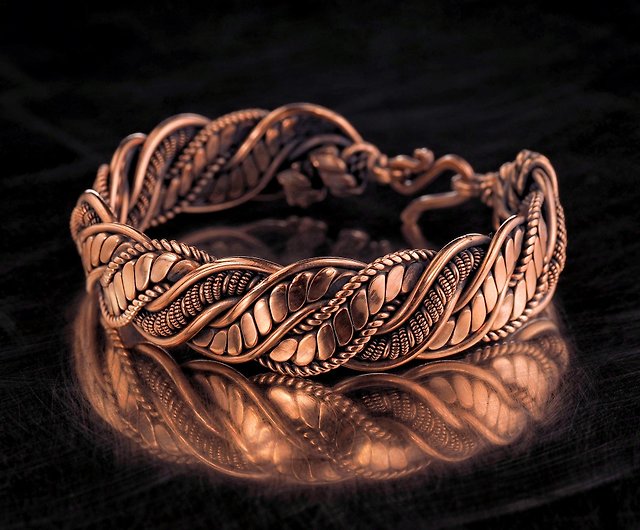 Pure Copper Cuff Men Bracelet Braided Wire Wrapped Copper -  UK