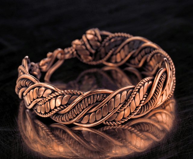 Wire wrapped copper bracelet for him or her Unique stranded woven wire  bracelet - Shop Wire Wrap Art Bracelets - Pinkoi