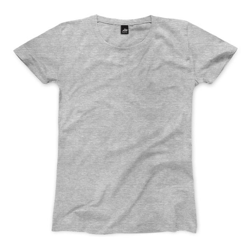 Plain female short-sleeved T-shirt - Deep Heather Grey - เสื้อยืดผู้หญิง - ผ้าฝ้าย/ผ้าลินิน 