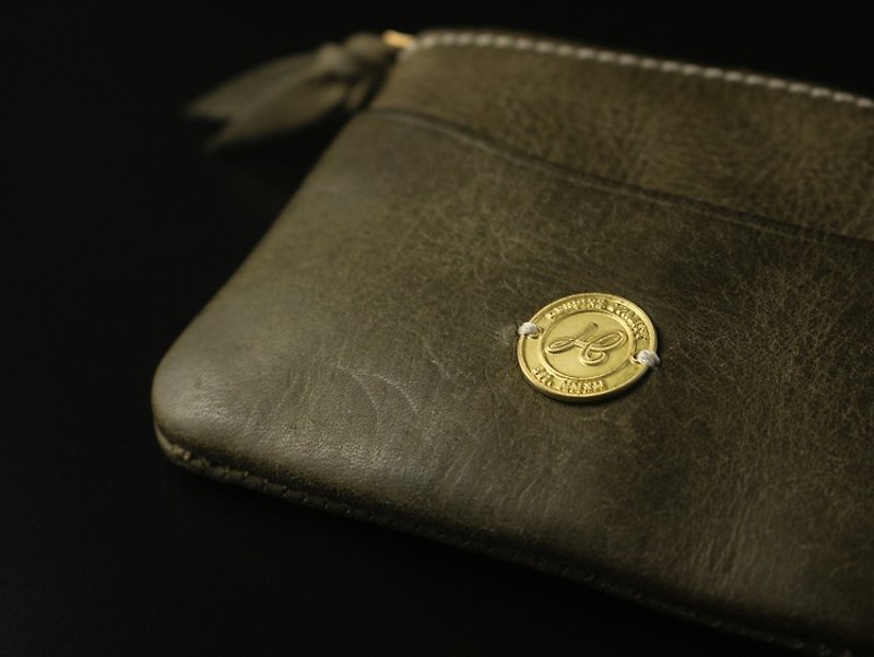 Coin Case 皮革零錢包 - 綠灰色 - 散紙包 - 真皮 多色