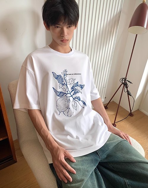 有時又一 YOSHIYOYI 日系復古 盛夏的果實印花短袖t恤
