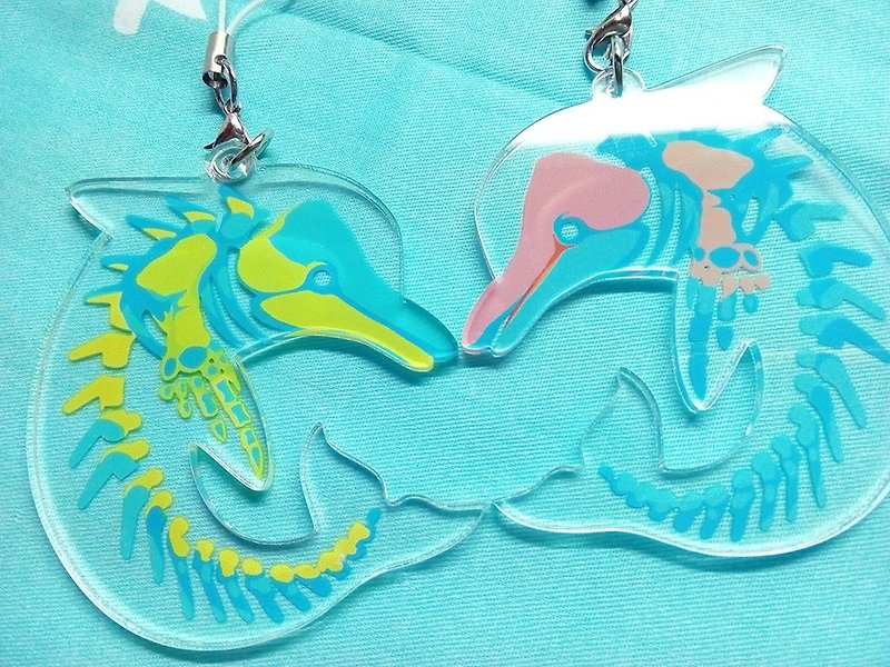Dolphin Acrylic Charm / Couple models / two into - Keychains - Acrylic Transparent