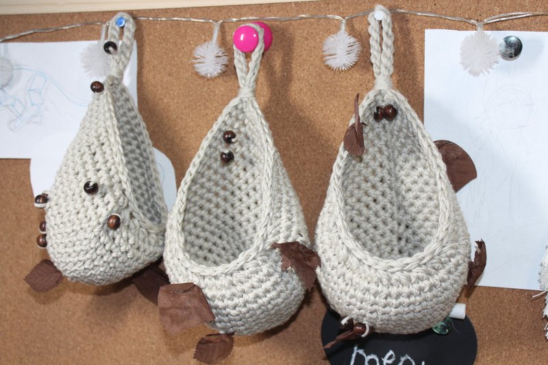 Cotton & Hemp Wall Décor Silver - Wall Beauty Storage Box, Hanging Decorative Pocket, Crocheted Wall Basket