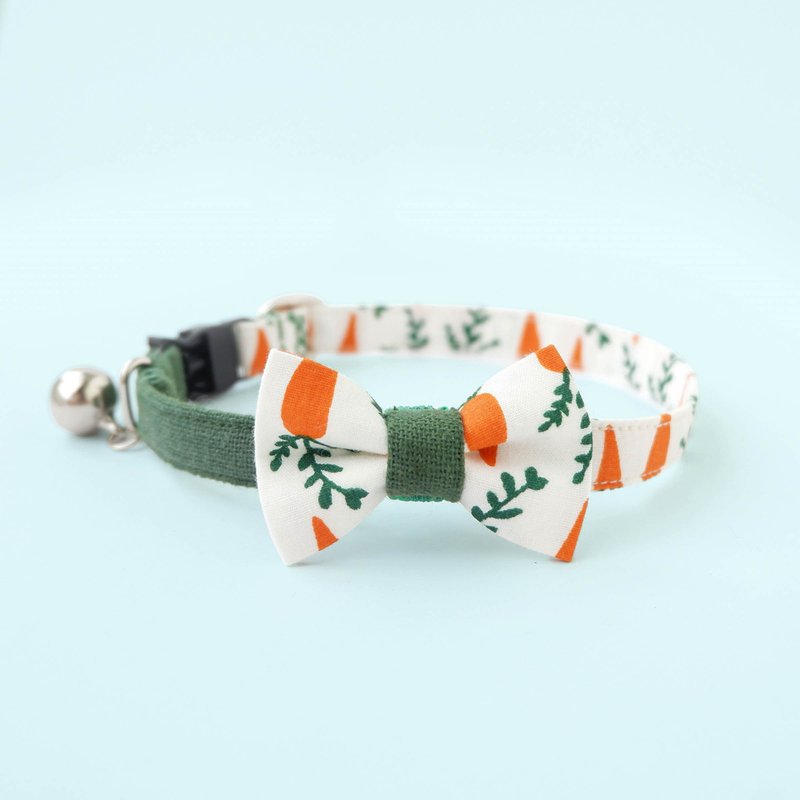Fruity Bowtie Cat Collar set Carrots Green Summer Cat Collar
