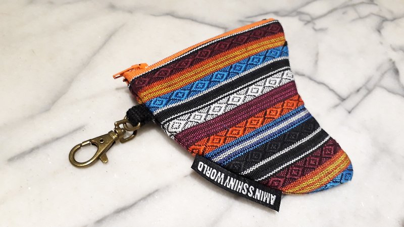 AMIN'S SHINY WORLD handmade custom ethnic wind surfing Fin small change key package (custom suit color) 01 - Coin Purses - Cotton & Hemp Multicolor