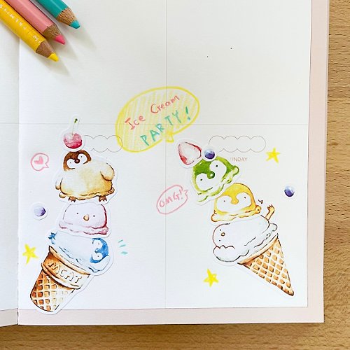大薯貓 小企鵝冰淇淋疊疊樂~!紙上廚房系列