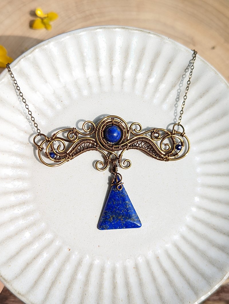 lapis lazuli woven pendant - Necklaces - Gemstone Blue