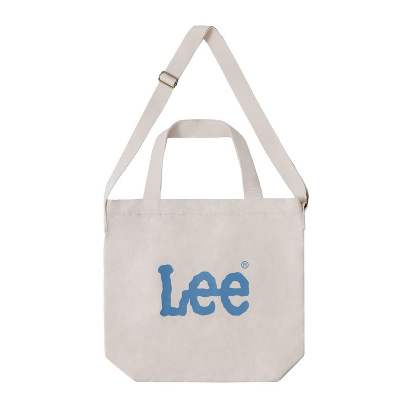 Lee 大LOGO兩用手提斜背包 原色白 - 手提包/手提袋 - 棉．麻 白色