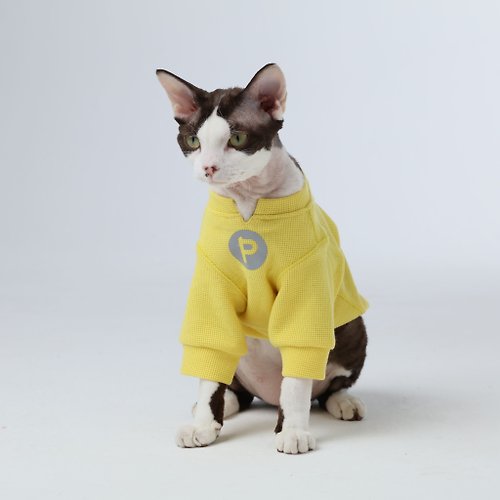 PEHOM 【PEHOM】 寵物服飾 | 貓狗 華夫格刺繡貼T恤 - 黃色