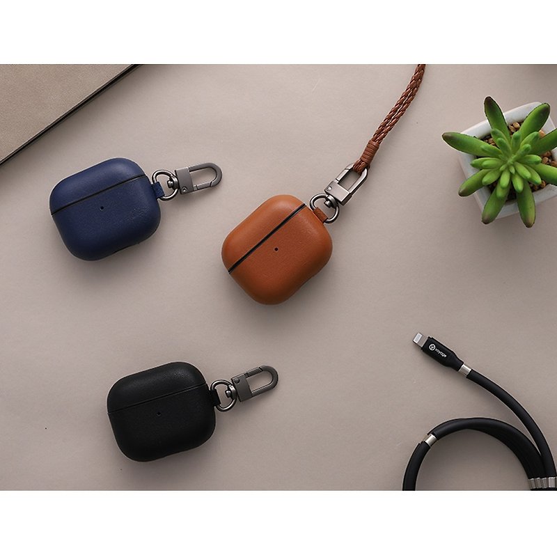 VOYAGE AirPods (3rd Generation) Leather Shockproof Case-Pure Black/ Brown/Dark Blue - Other - Plastic Multicolor