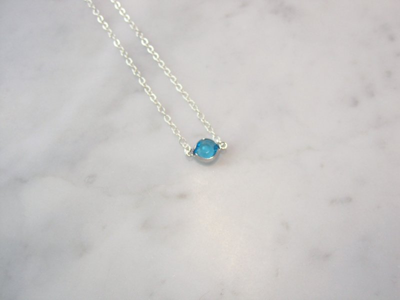 フレーム石-シンプルな小さな丸いクリスタル石ブレスレット - ブレスレット - 宝石 ブルー