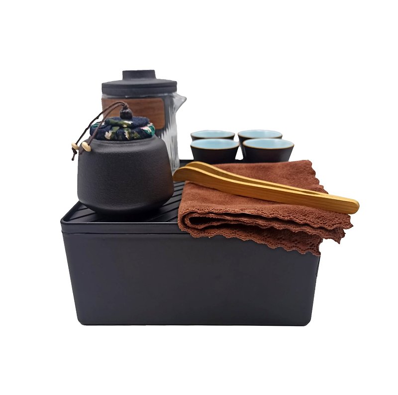 Modern Ceramic Tea Set - Black - ถ้วย - เครื่องลายคราม สีดำ
