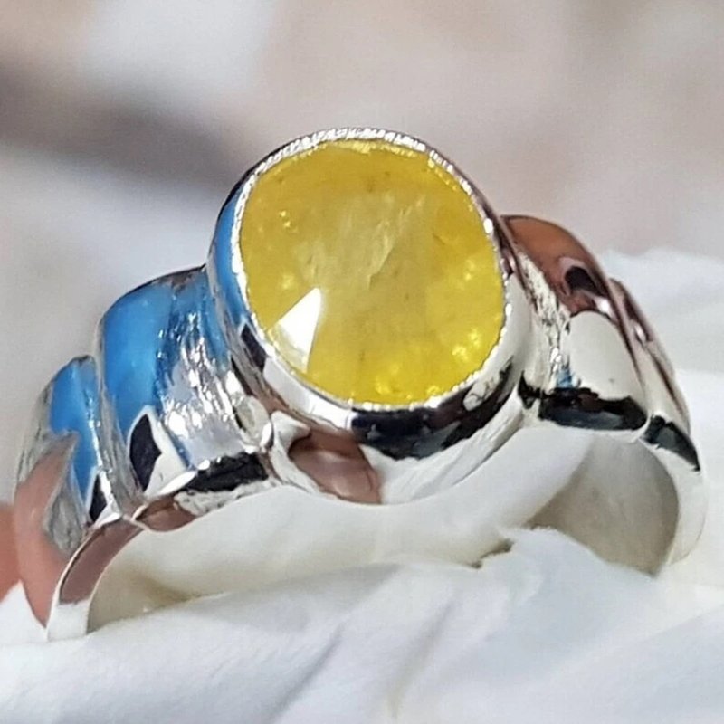 4 Ct Plus Yellow Ceylon Sapphire Ring Unheated Pukhraj rings for men untreated - 戒指 - 寶石 黃色