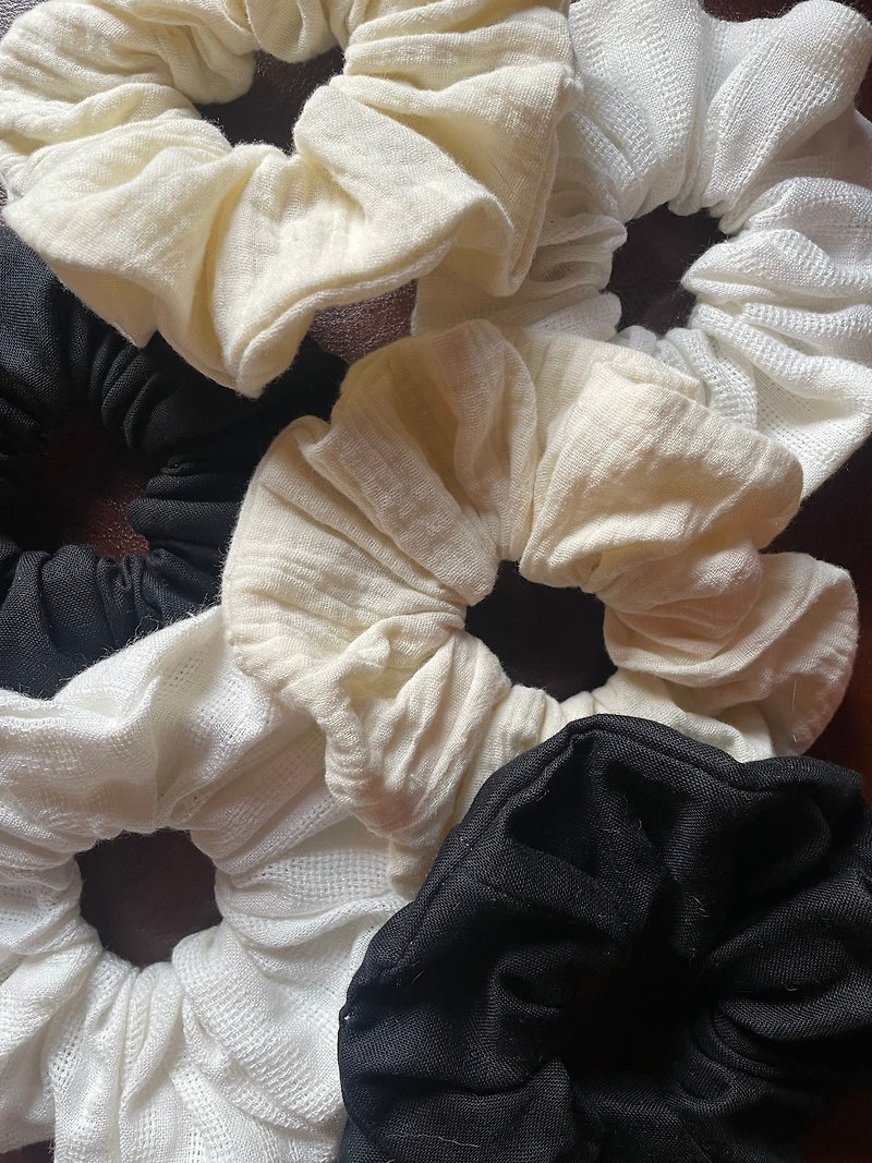 Rice black and white scrunchie that you can’t live without - Hair Accessories - Cotton & Hemp Black
