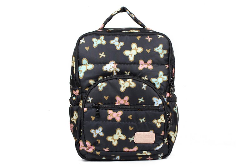 A4 book ‧ laptop can be put [waterproof zipper bag inside with chest buckle] small tofu - tweeted black - Diaper Bags - Polyester Black