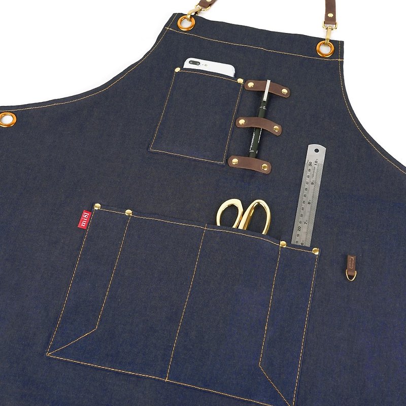 Working Apron with leather cross strap - Aprons - Genuine Leather Multicolor