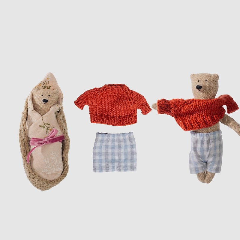 pk  baby- bear in a craddle - ตุ๊กตา - ผ้าฝ้าย/ผ้าลินิน ขาว