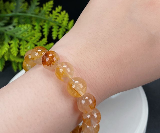 高品質の天然イエローグルーフラワークリスタルブレスレット12.5