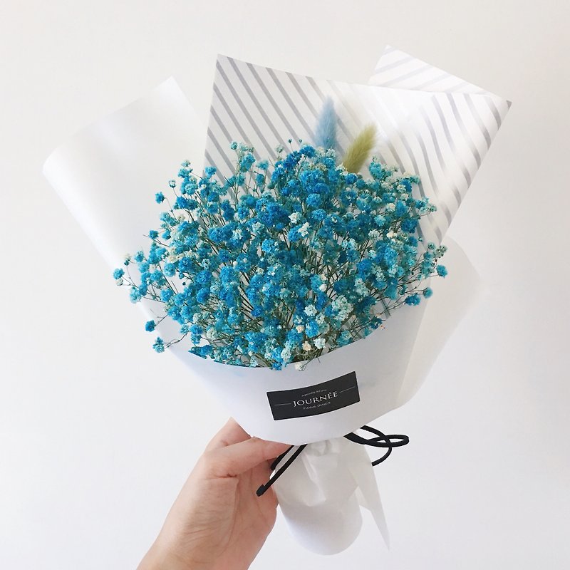 Journee blue sky blue star dry bouquet / rabbittail graduation bouquet - ช่อดอกไม้แห้ง - พืช/ดอกไม้ สีน้ำเงิน