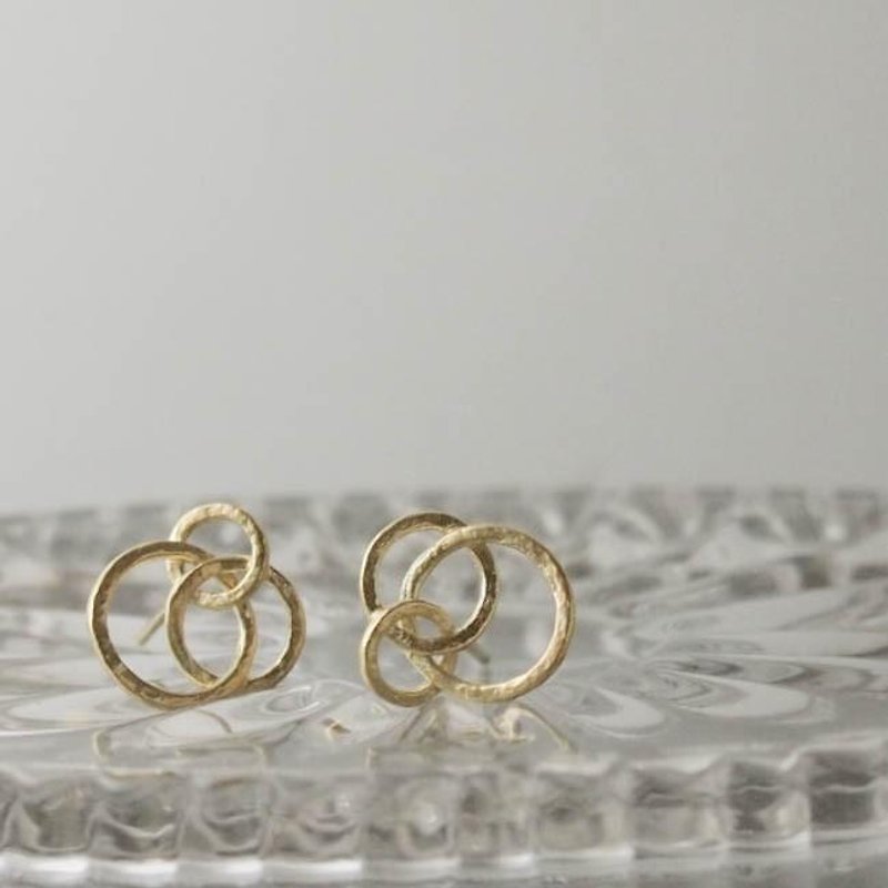 circle stud earrings gd [FP228] - ต่างหู - โลหะ สีทอง