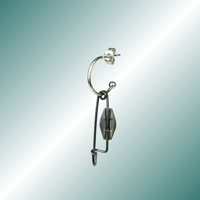 GUNMETAL Gunmetal Series Old German Pin Drop Earrings - Earrings & Clip-ons - Stainless Steel Black