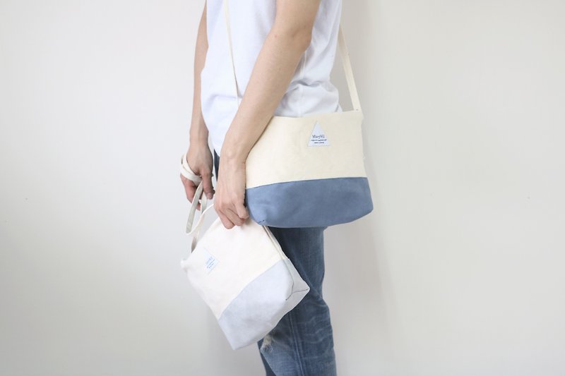 MaryWil-Your Lucky Canvas Gored Fashion Casual Shoulder Bag-Grey Blue - Messenger Bags & Sling Bags - Cotton & Hemp Blue