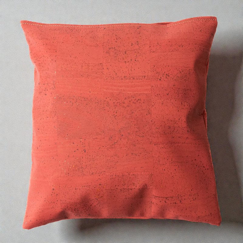 軟木皮革抱枕套 (珊瑚粉) - 枕頭/抱枕 - 環保材質 粉紅色