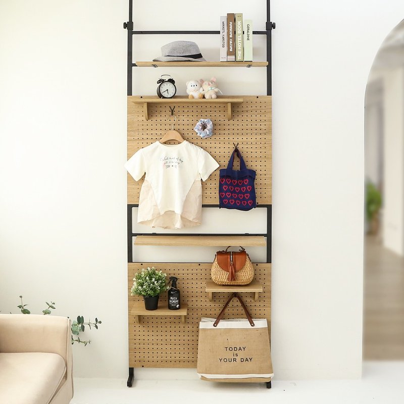 [Wei Man] 80mm wide adjustable multi-functional hole board x ceiling and floor rack storage rack - Shelves & Baskets - Other Materials Brown