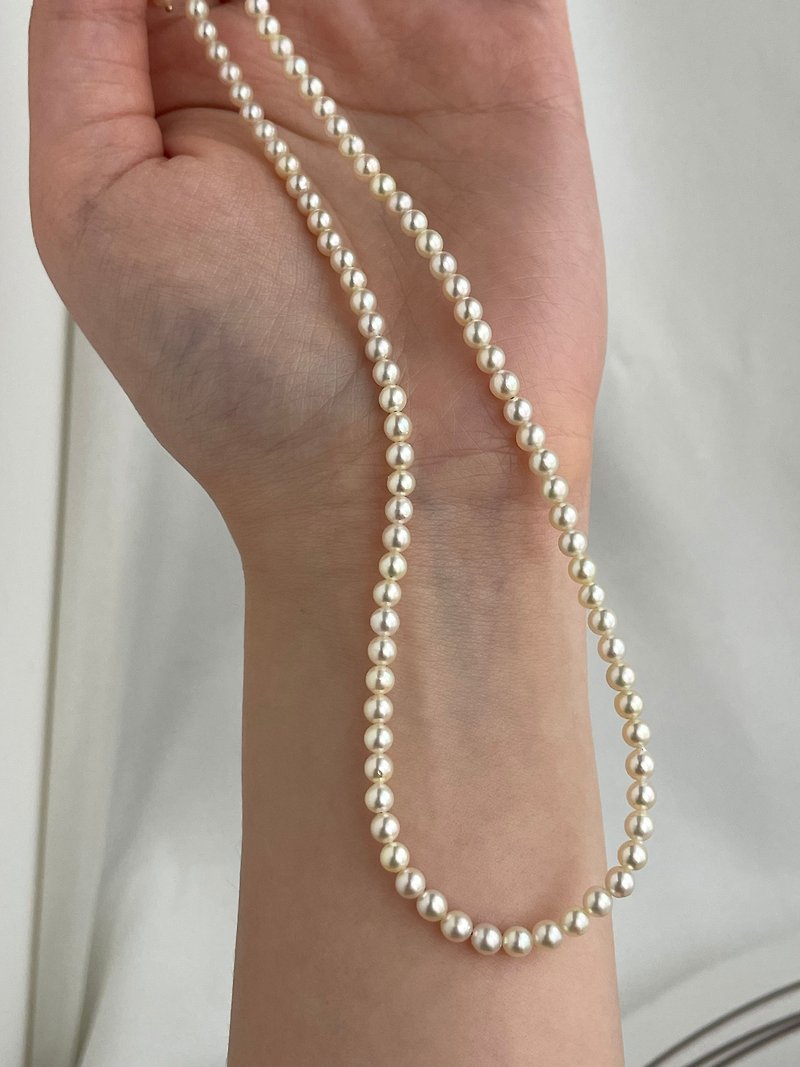 稀有尺寸 3.5-4mm 日本產akoya海水珍珠項鍊 小米珠 羽皇金色 - 項鍊 - 珍珠 白色
