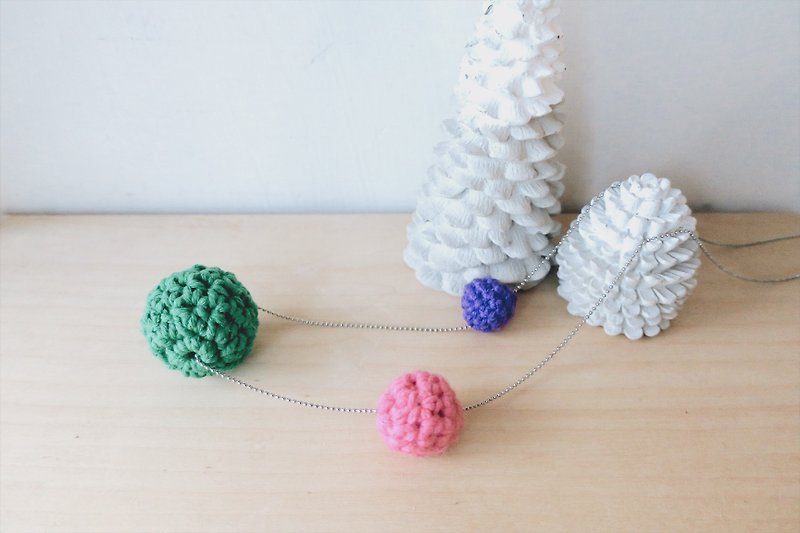[Endorphin] braided yarn 毬 necklace - สร้อยคอ - ขนแกะ หลากหลายสี