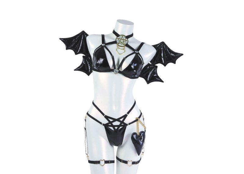 Succubus Lingerie Set Black - 女內衣褲 - 其他材質 黑色