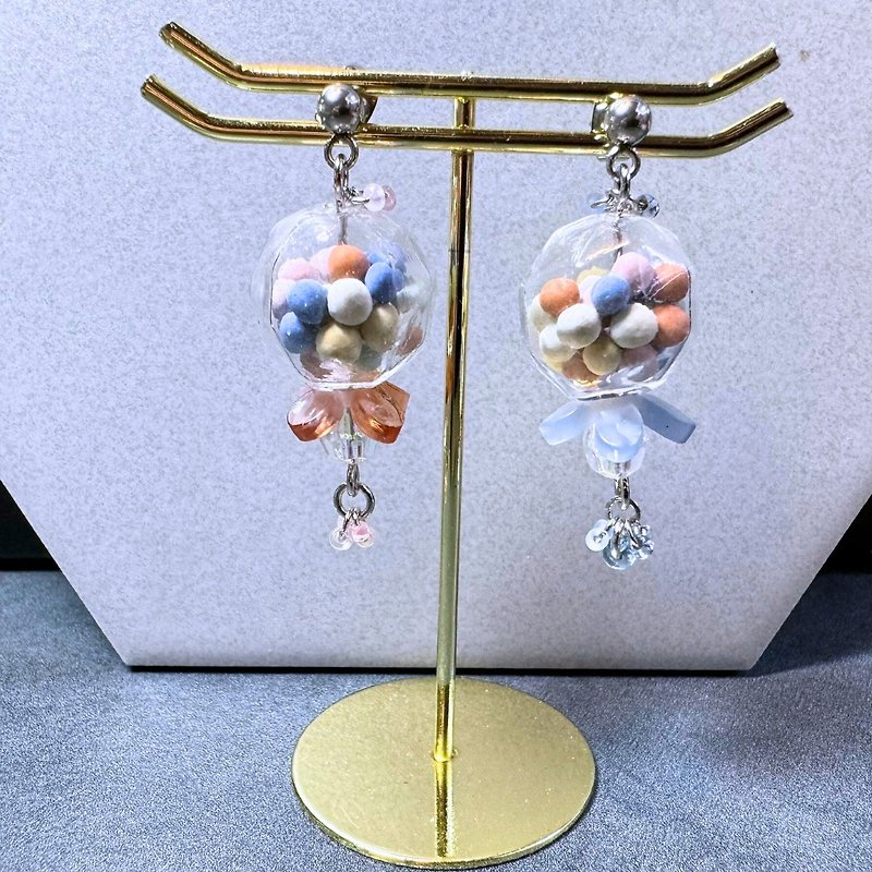 colorful flower earrings - ต่างหู - วัสดุอื่นๆ หลากหลายสี