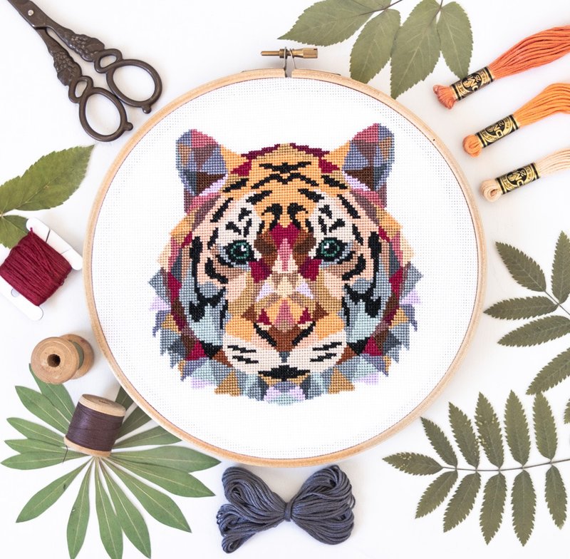 Tiger Cross Stitch PDF Pattern 十字繡 - 編織/刺繡/羊毛氈/縫紉 - 其他材質 