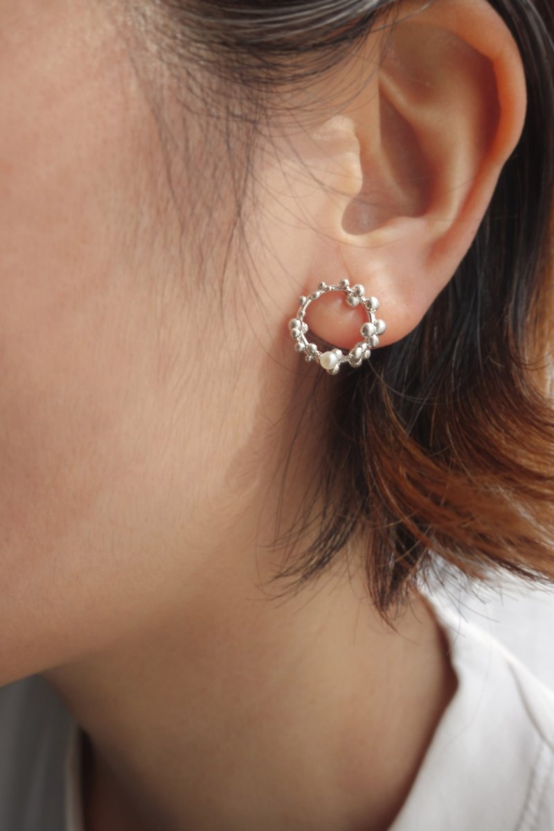 Dew drops Earrings - ต่างหู - เงินแท้ สีเงิน