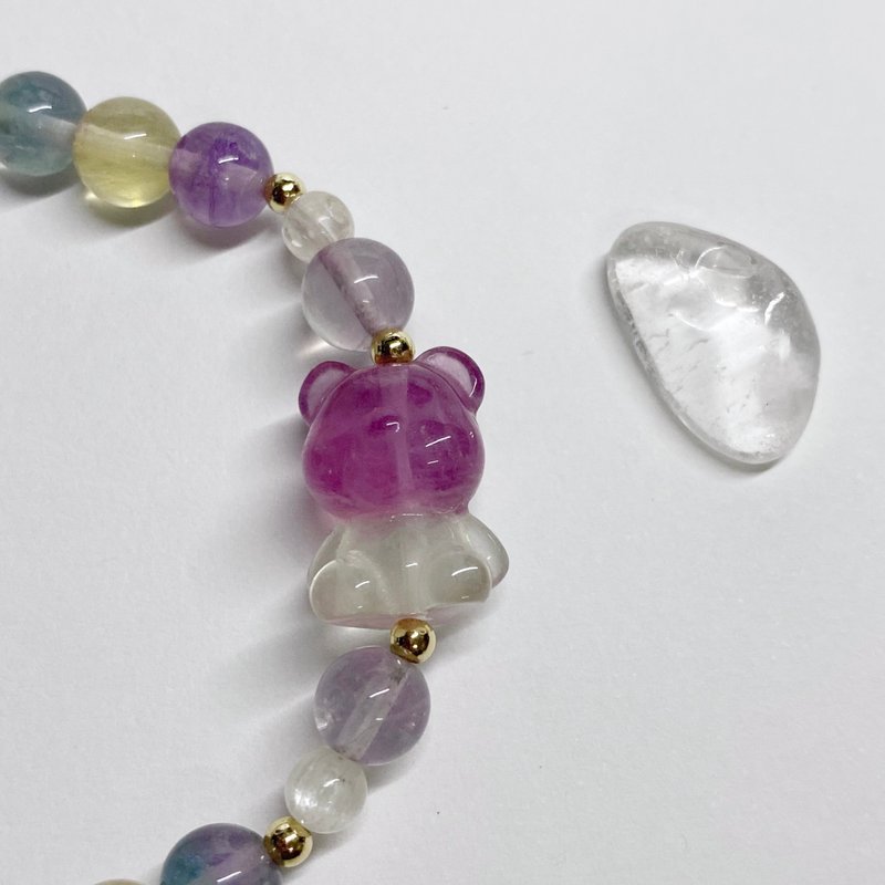 【Pingzhi】Fluorite、Cute bear、Bracelet - สร้อยข้อมือ - คริสตัล 