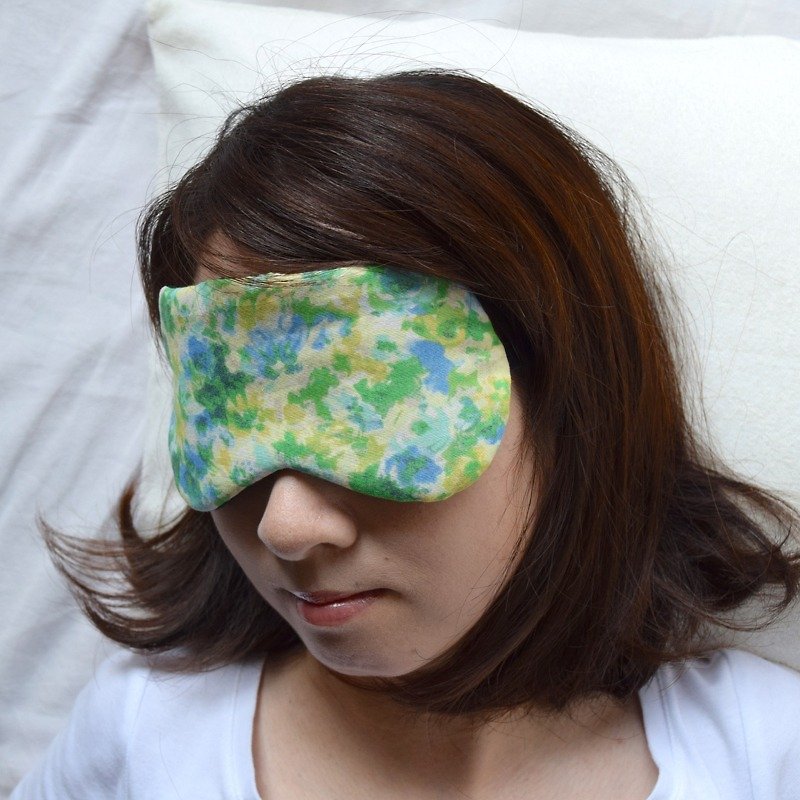 Dustypastel Flower green eye mask/travel/sleep - ผ้าปิดตา - ผ้าฝ้าย/ผ้าลินิน สีเขียว