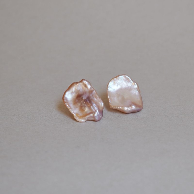 １点もの　14kgf　スクエアパールピアスB - 耳環/耳夾/耳骨夾 - 珍珠 粉紅色