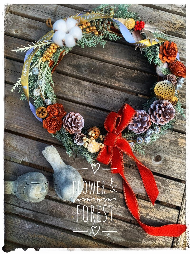 Christmas limited edition Japanese preserved pine wreath - Dried Flowers & Bouquets - Plants & Flowers 