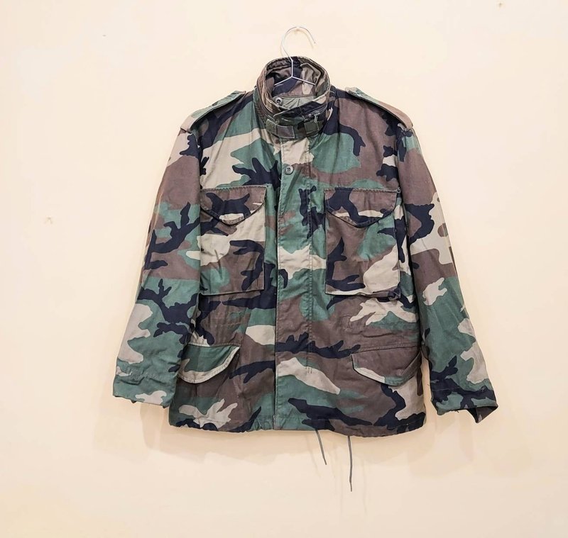 US Military Issue M65 Classic Camouflage Field Jacket Zipper Jacket Size S-XS | Style 1 - เสื้อโค้ทผู้ชาย - ผ้าฝ้าย/ผ้าลินิน สีเขียว