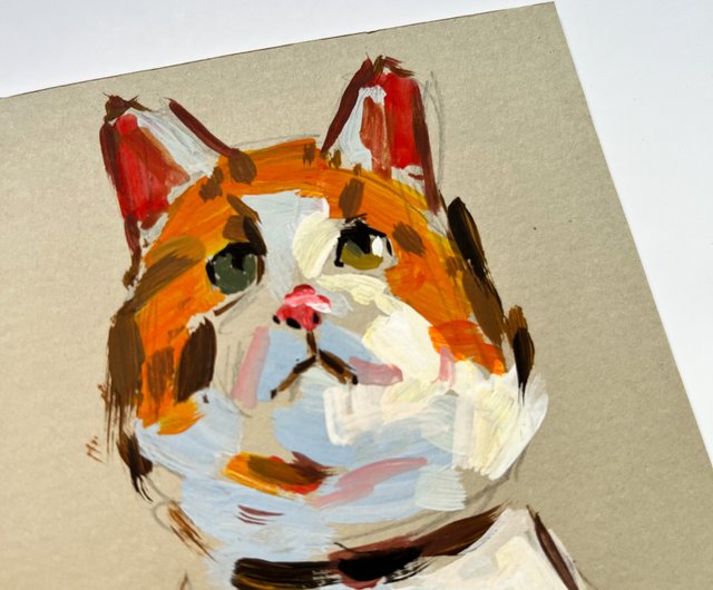 Yahoo!オークション - キジ猫 はちわれ猫の絵 絵画 アクリル画