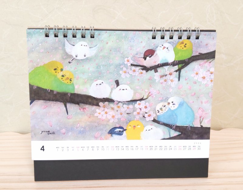 日本仕様のカレンダー  2026年1月始まり鳥さんカレンダー - 日曆/月曆/年曆 - 紙 粉紅色