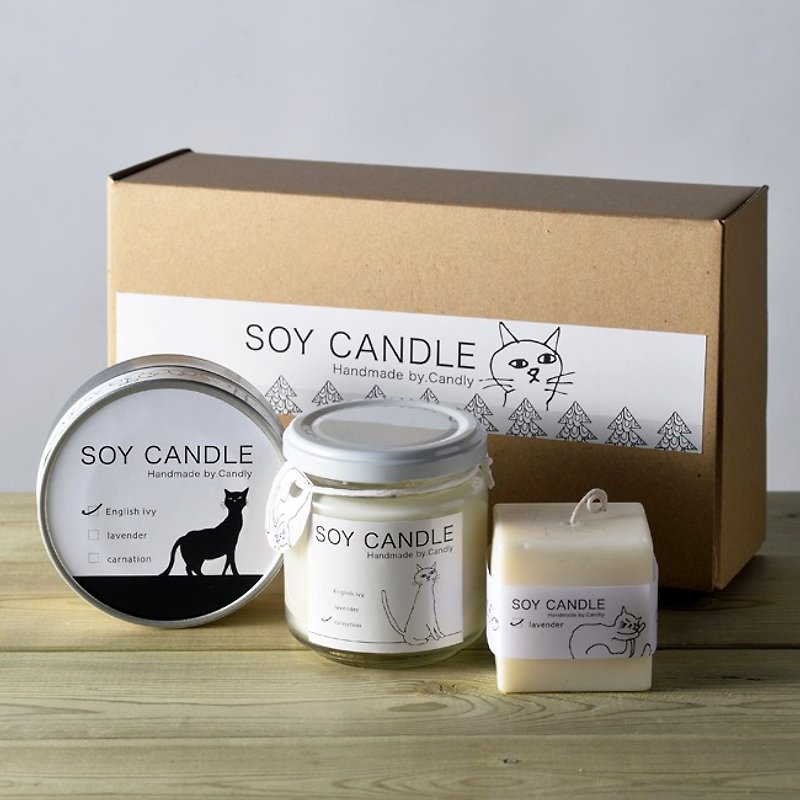 soy candle 3種セット - 香薰蠟燭/燭台 - 蠟 白色