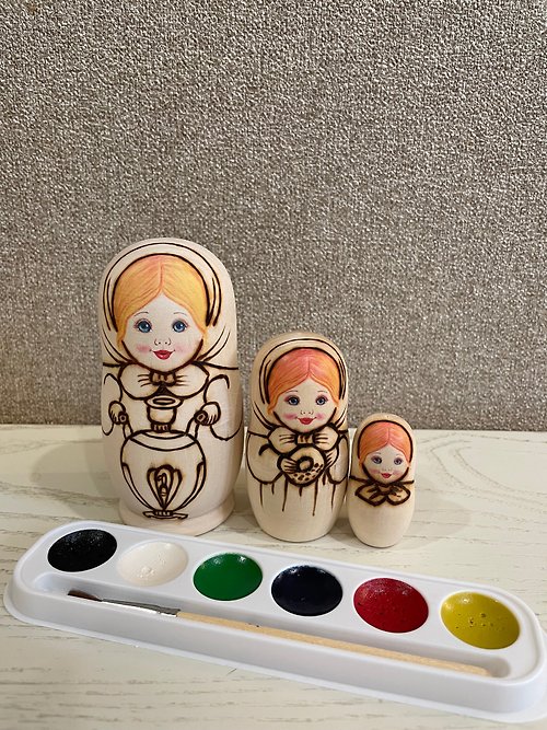Russian Mosaic Creative Kit For Children, Wooden Toy Matryoshka, Complete Painting Craft Kit