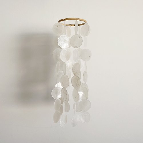HO’ USE PRE-MADE| Norwegian electric pole_White Circle | Shell Wind Chime Mobile |#0-341