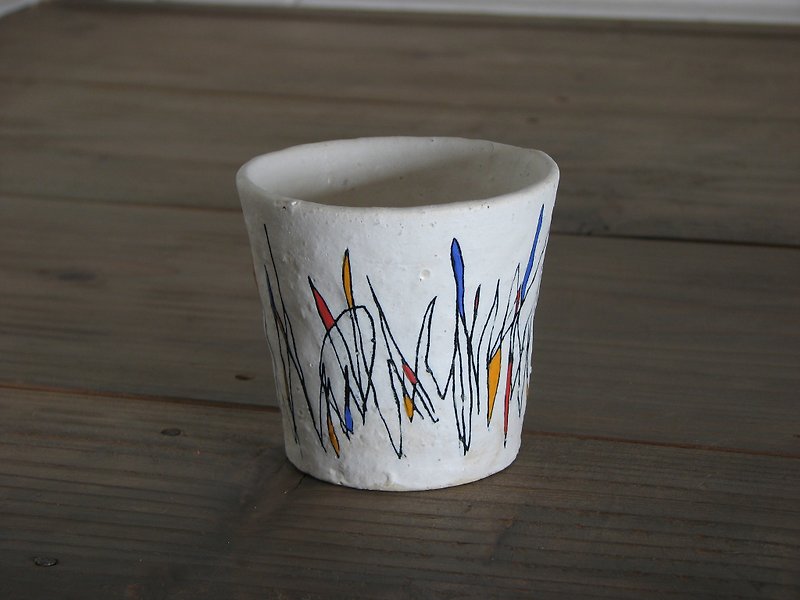 引っ掻き文様カップ - 花瓶/陶器 - 其他材質 多色