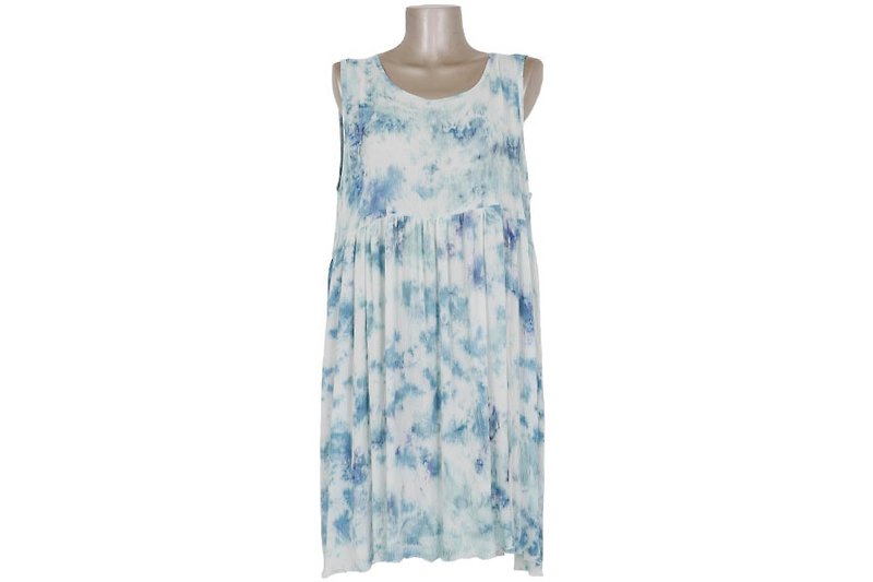 Uneven dyed sleeveless dress <Ice Blue> - One Piece Dresses - Other Materials Blue