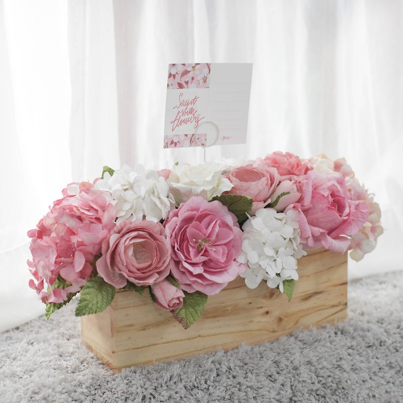 DT104 : Flower Table Decoration Wedding Centerpiece Princess Pink Size 7"x14"x7" - Items for Display - Paper Pink