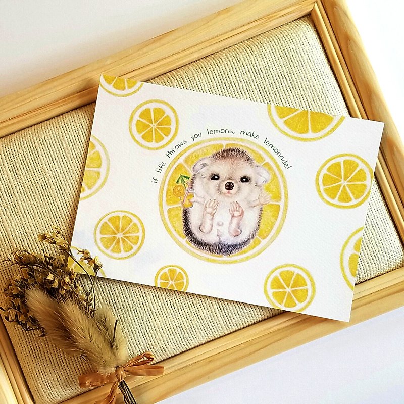 Postcard - Lemon Hedgehog - การ์ด/โปสการ์ด - กระดาษ สีเหลือง