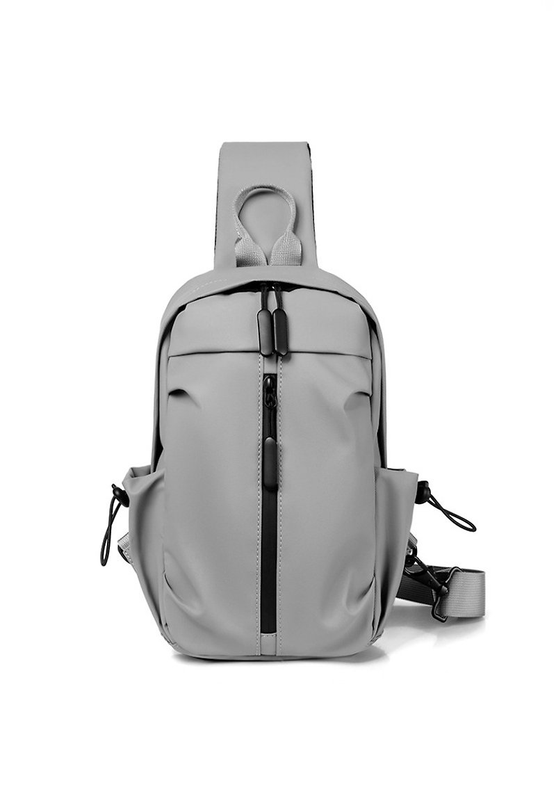 Chest Bag With Adjustable Strap 0272 grey - กระเป๋าแมสเซนเจอร์ - เส้นใยสังเคราะห์ สีเทา