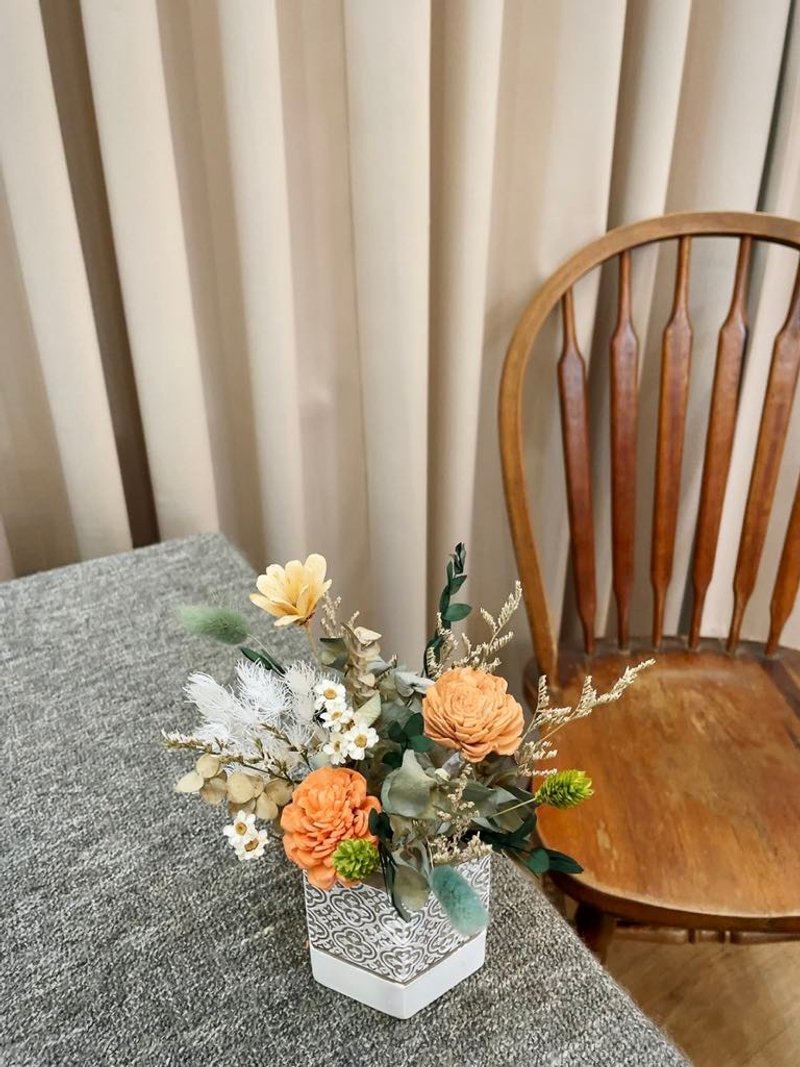 ドライフラワー テーブルの花【レトロフォレスト】植木鉢 開店祝いのテーブルの花 誕生日プレゼント 結婚祝い 引っ越し祝い 新築祝い - ドライフラワー・ブーケ - 寄せ植え・花 